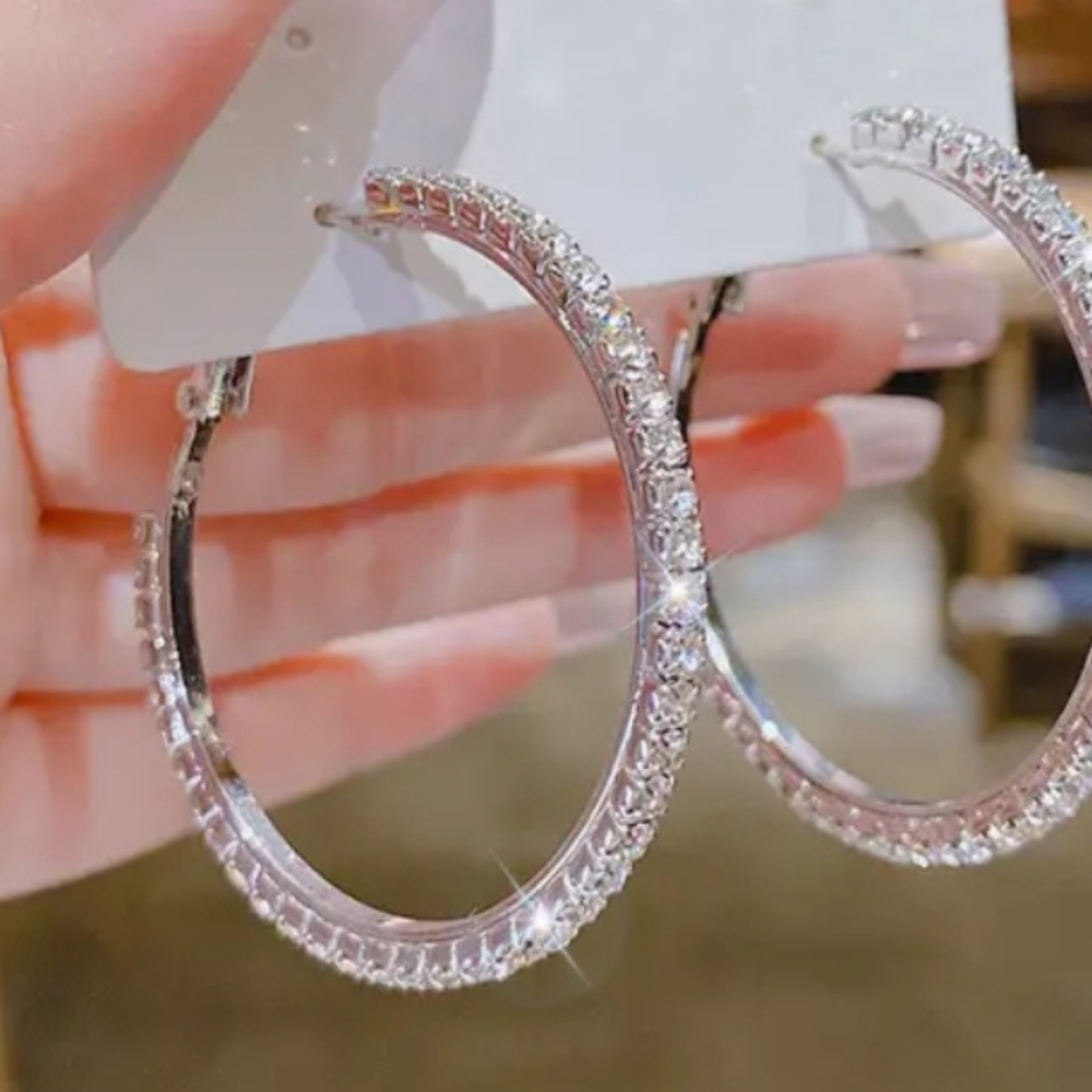 Exquisite Sparkle  Ring  Hoop Earrings. NWT. Fast Ship.